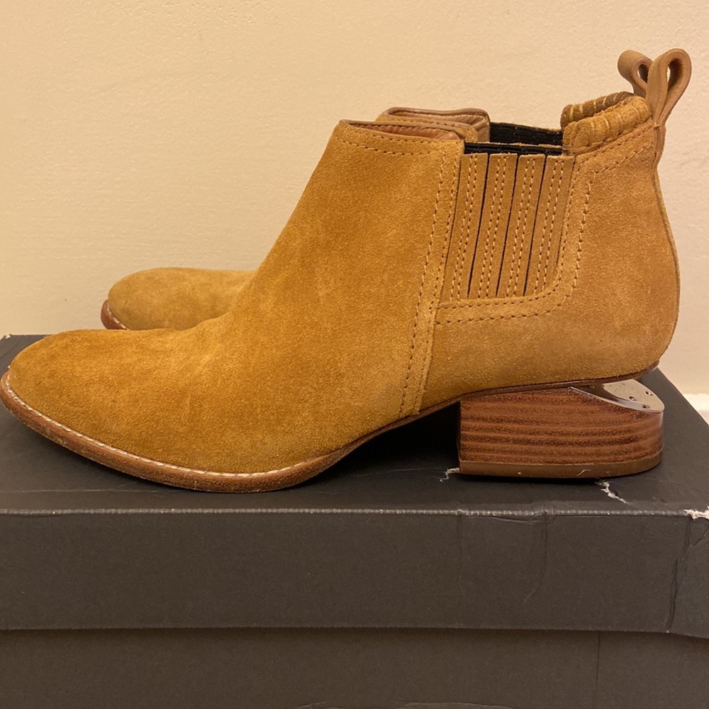 Alexander Wang Kori Suede Lift-Heel ankle Bootie Boots in Sahara Tan Brown 36 6